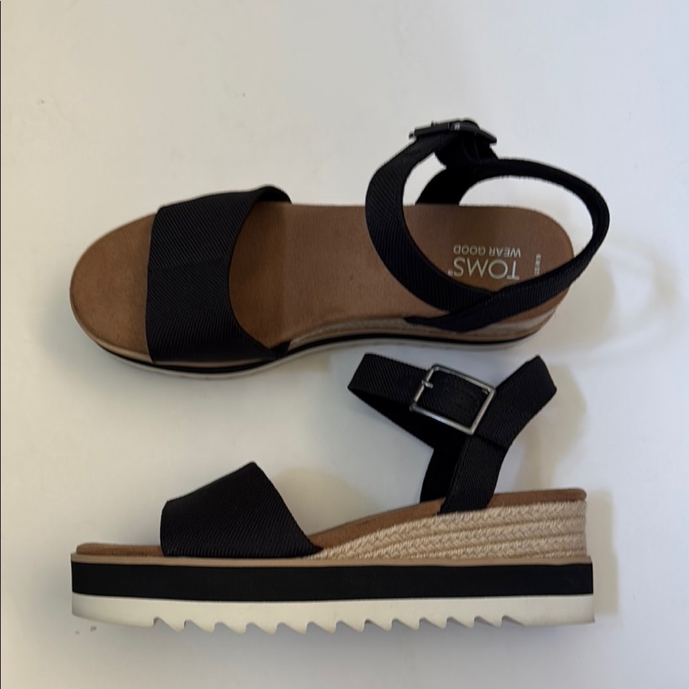 Toms Black Sandals with Minimalist Straps